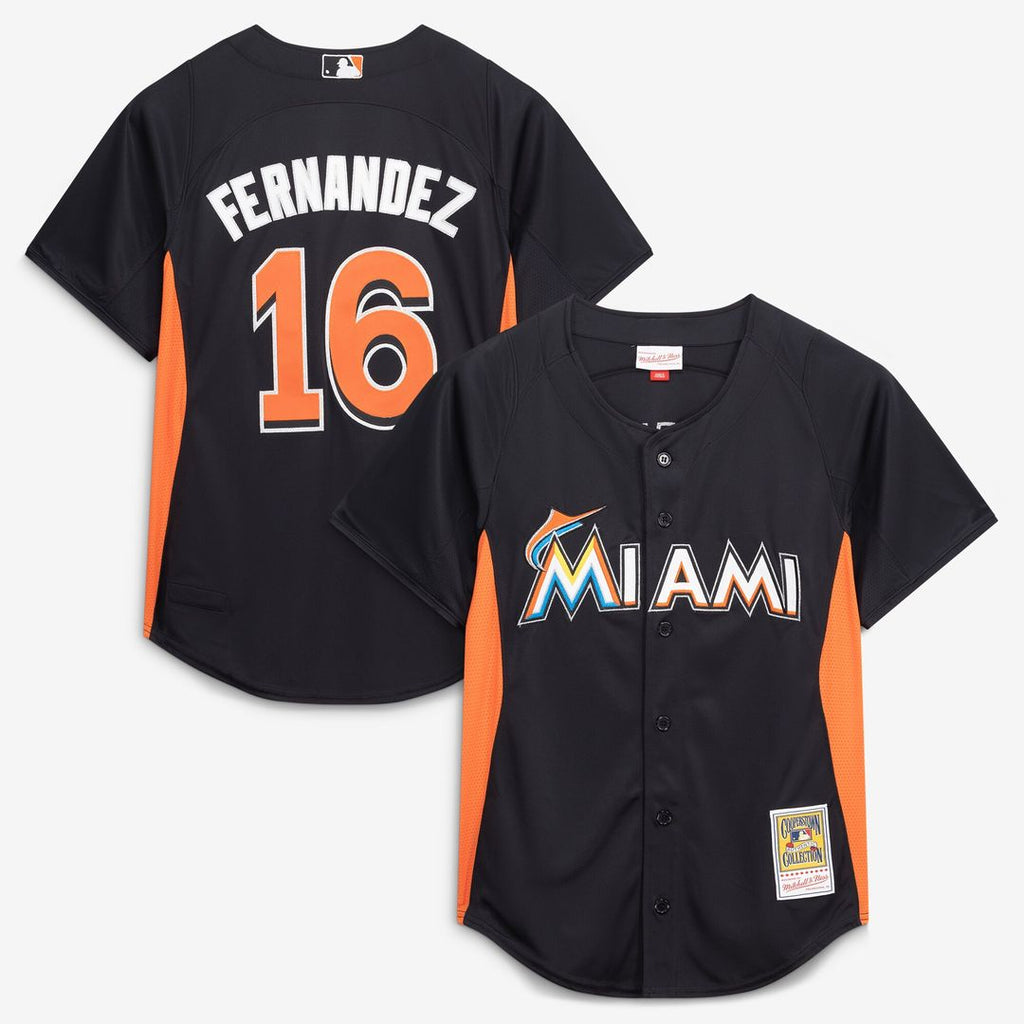 Jose Fernandez Miami Marlins Mitchell & Ness Authentic Batting Practice Jersey - Black Official MLB Team Apparel Baseball Fan Gear