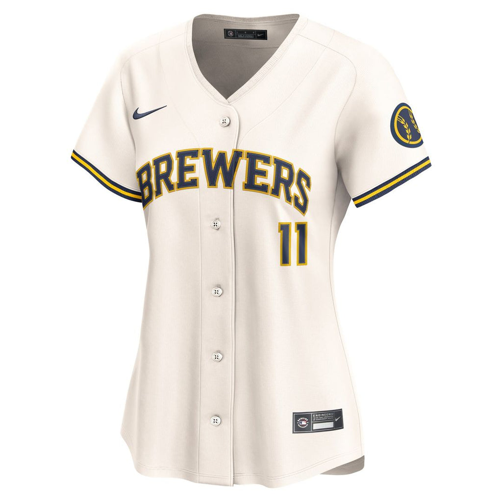 Jackson Chourio Milwaukee Brewers Nike Women's Home Limited Player Jersey - Cream Official MLB Team Apparel Baseball Fan Gear
