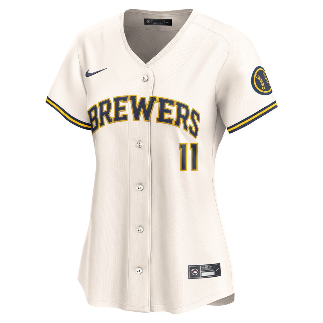 Jackson Chourio Milwaukee Brewers Nike Women's Home Limited Player Jersey - Cream Official MLB Team Apparel Baseball Fan Gear