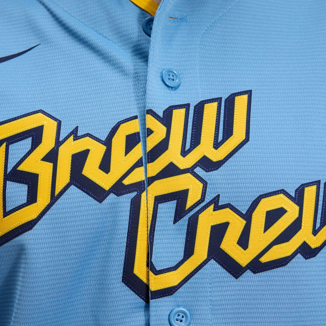 Milwaukee Brewers Nike City Connect Replica Team Jersey - Powder Blue Official MLB Team Apparel Baseball Fan Gear