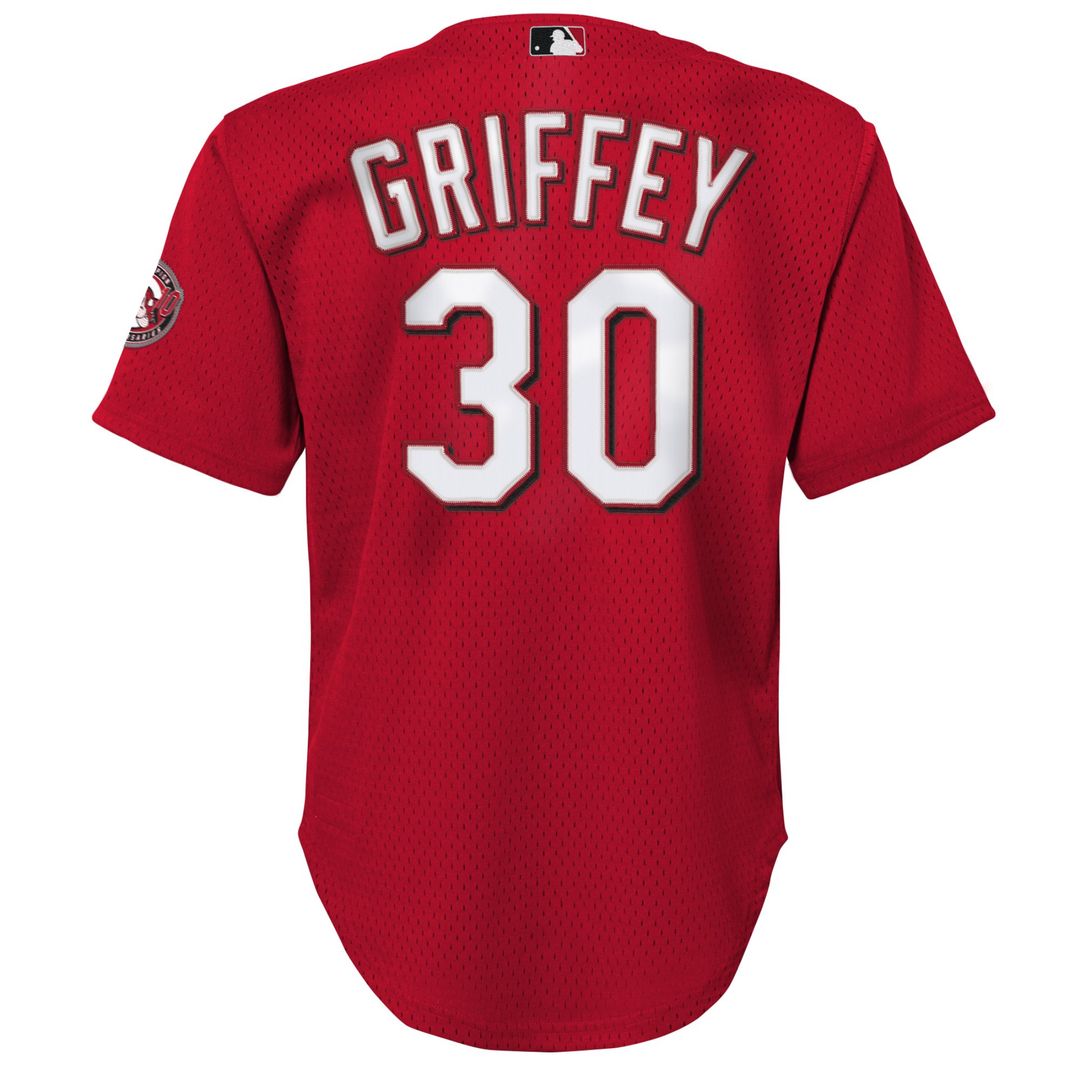 Ken Griffey Jr. Cincinnati Reds Mitchell & Ness Youth Cooperstown Collection Mesh Batting Practice Jersey - Red Official MLB Team Apparel Baseball Fan