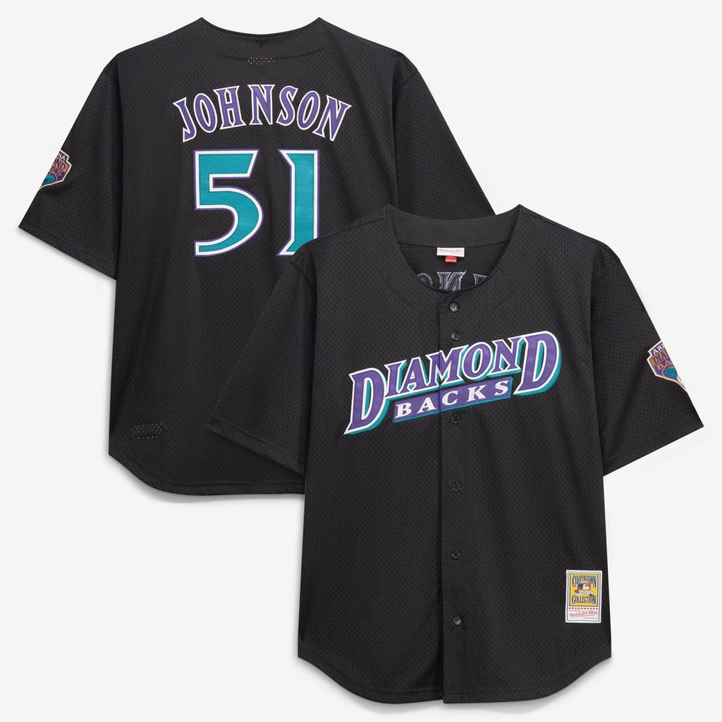 Randy Johnson Arizona Diamondbacks Mitchell & Ness Big & Tall Cooperstown Mesh Batting Practice Jersey - Black Official MLB Team Apparel Baseball Fan