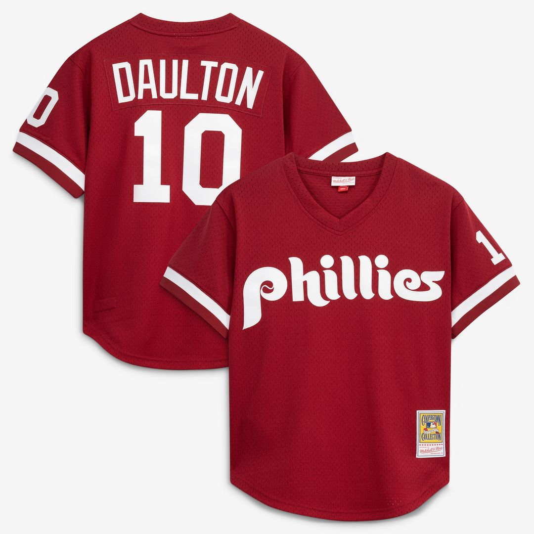 Darren Daulton Philadelphia Phillies Mitchell & Ness Authentic Batting Practice Jersey - Scarlet Official MLB Team Apparel Baseball Fan Gear