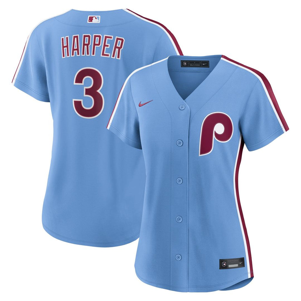 Bryce Harper Philadelphia Phillies Nike Women's Alternate Replica Jersey - Light Blue Official MLB Team Apparel Baseball Fan Gear