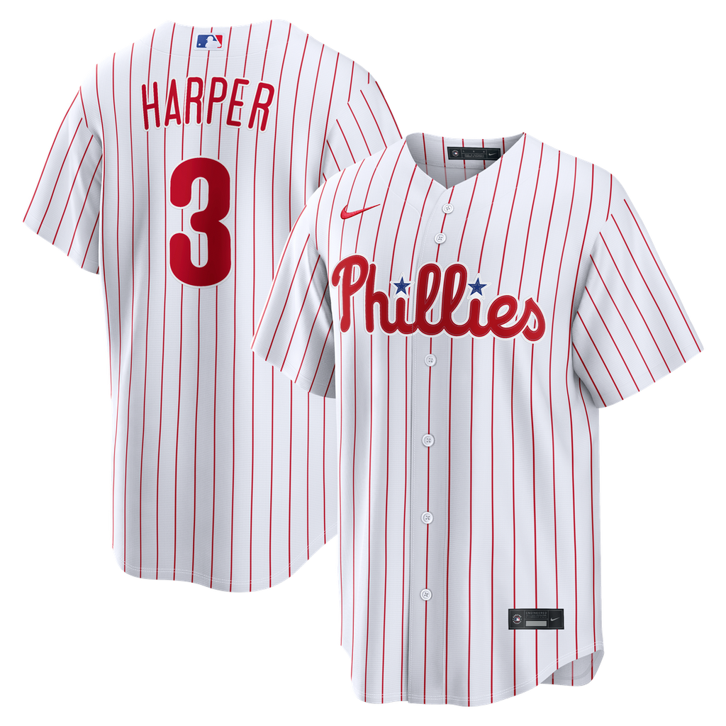 Bryce Harper Philadelphia Phillies Nike Home Replica Jersey - White Official MLB Team Apparel Baseball Fan Gear