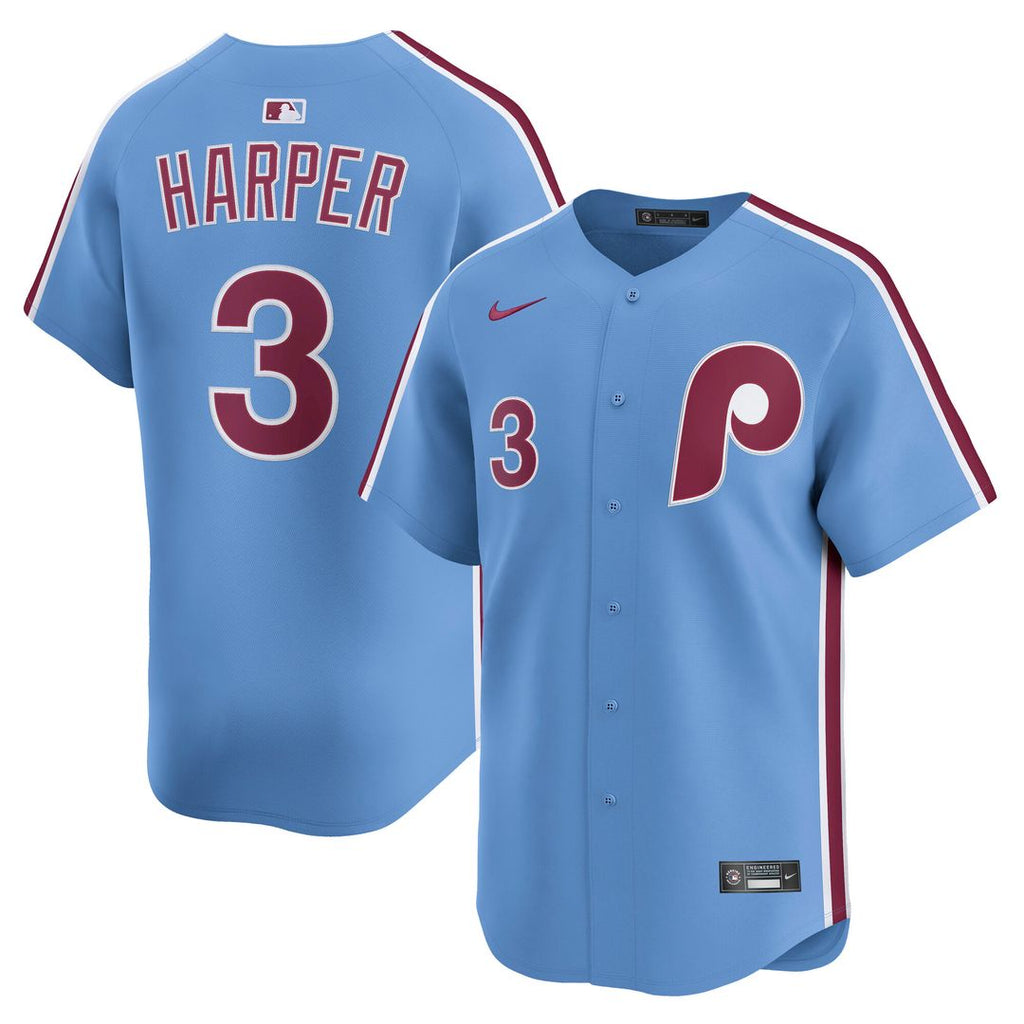 Bryce Harper Philadelphia Phillies Nike Alternate Limited Player Jersey - Light Blue Official MLB Team Apparel Baseball Fan Gear