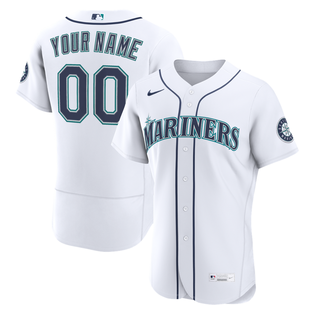 Seattle Mariners Nike Home Authentic Custom Jersey - White Official MLB Team Apparel Baseball Fan Gear