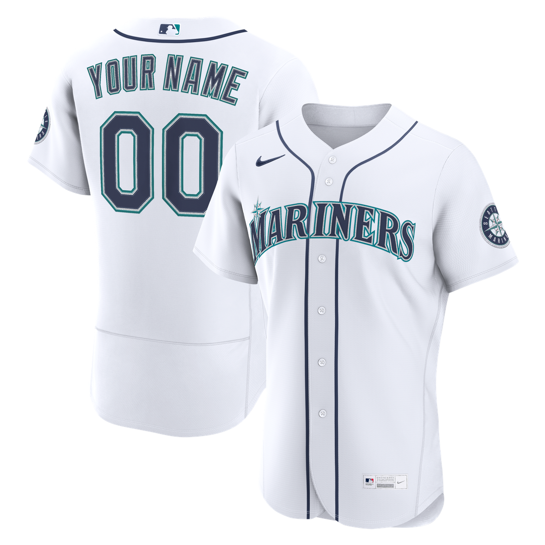 Seattle Mariners Nike Home Authentic Custom Jersey - White Official MLB Team Apparel Baseball Fan Gear