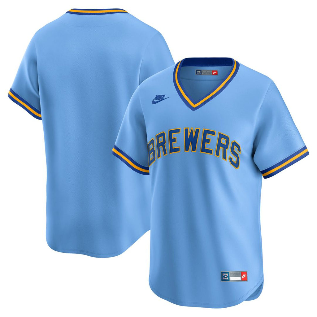 Milwaukee Brewers Nike Cooperstown Collection Limited Jersey - Light Blue Official MLB Team Apparel Baseball Fan Gear
