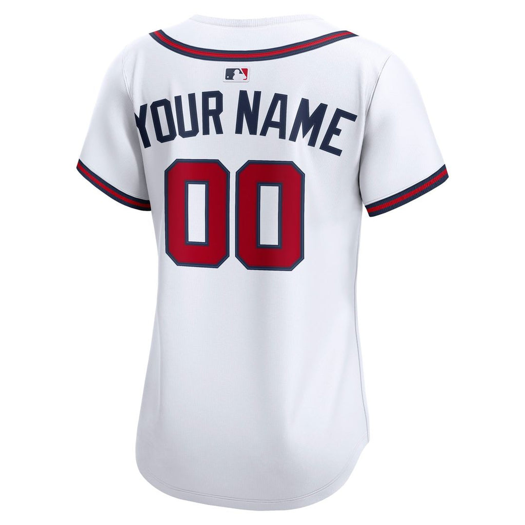 Atlanta Braves Nike Women's Home Limited Custom Jersey - White Official MLB Team Apparel Baseball Fan Gear