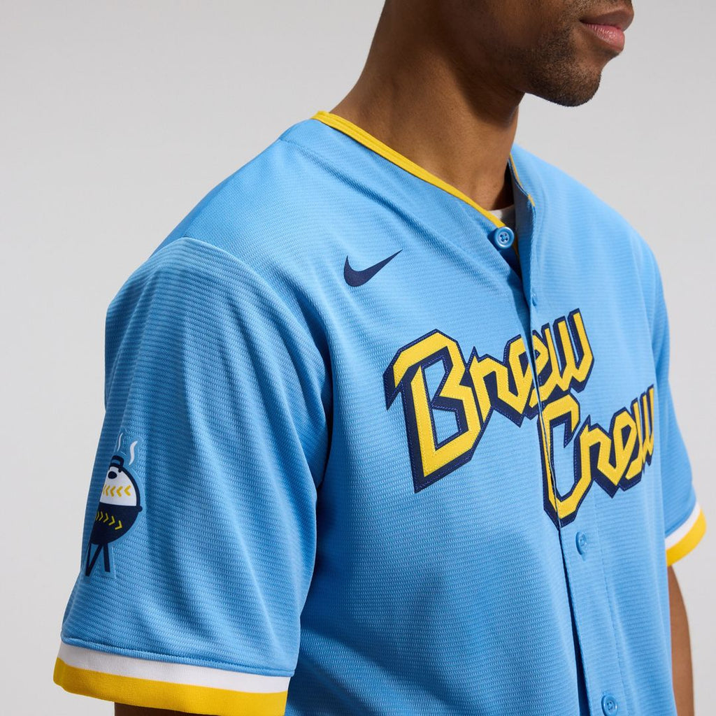 Milwaukee Brewers Nike City Connect Replica Team Jersey - Powder Blue Official MLB Team Apparel Baseball Fan Gear
