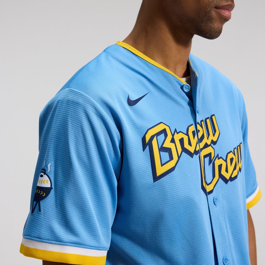 Milwaukee Brewers Nike City Connect Replica Team Jersey - Powder Blue Official MLB Team Apparel Baseball Fan Gear