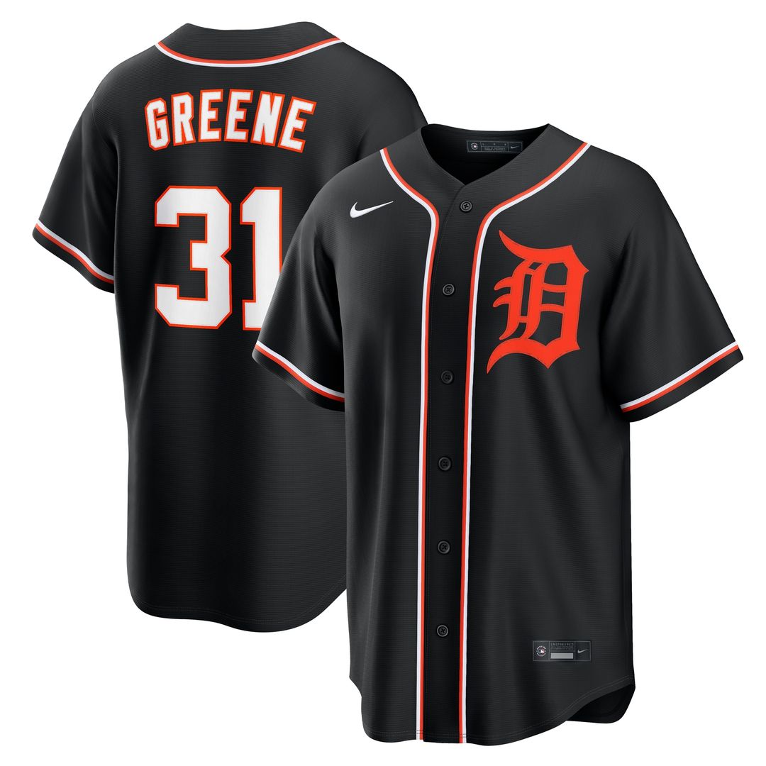 Riley Greene Detroit Tigers Nike Fashion Replica Black Out Jersey Official MLB Team Apparel Baseball Fan Gear