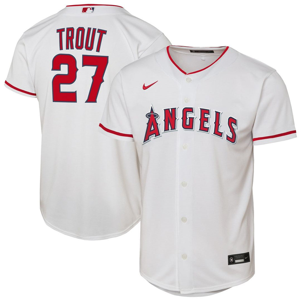 Mike Trout Los Angeles Angels Nike Youth Home Replica Player Jersey - White Official MLB Team Apparel Baseball Fan Gear