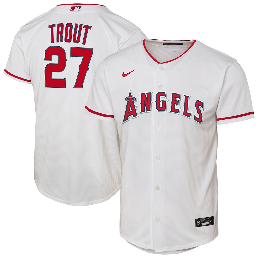 Mike Trout Los Angeles Angels Nike Youth Home Replica Player Jersey - White Official MLB Team Apparel Baseball Fan Gear