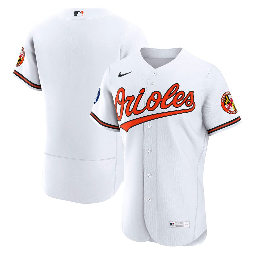 Baltimore Orioles Nike Home Sponsor Patch Authentic Jersey - White Official MLB Team Apparel Baseball Fan Gear