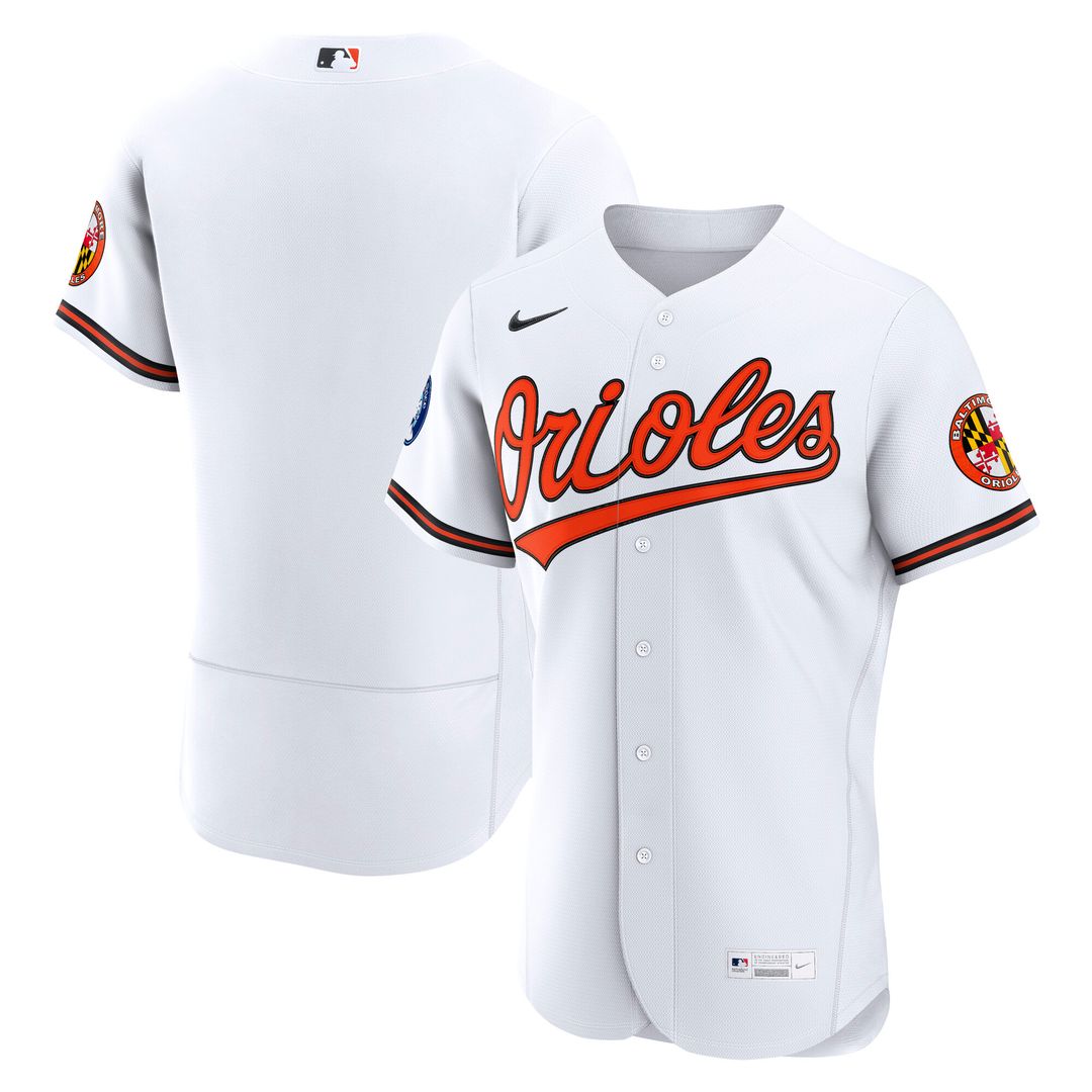 Baltimore Orioles Nike Home Sponsor Patch Authentic Jersey - White Official MLB Team Apparel Baseball Fan Gear