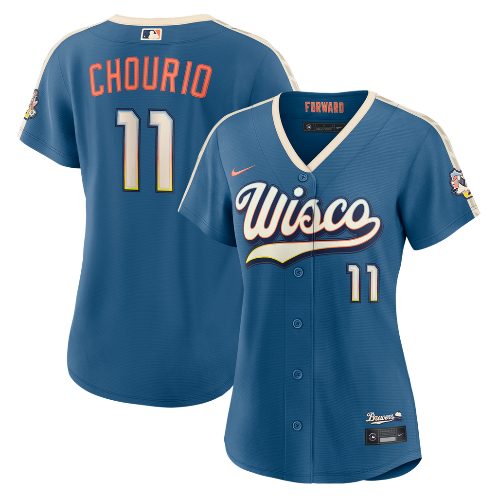Jackson Chourio Milwaukee Brewers Nike Women's 2026 City Connect Stadium Jersey - Mineral Blue Official MLB Team Apparel Baseball Fan Gear