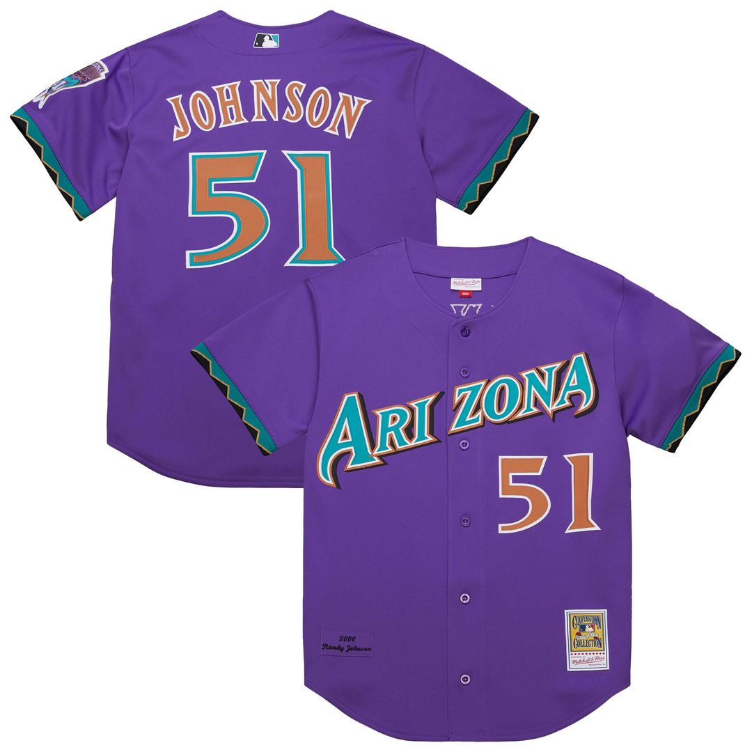 Randy Johnson Arizona Diamondbacks Mitchell & Ness 2000 Throwback Authentic Jersey - Purple Official MLB Team Apparel Baseball Fan Gear