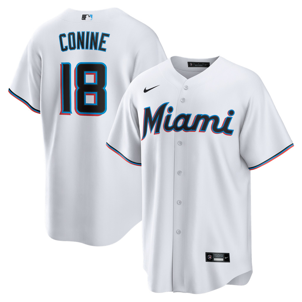 Griffin Conine Miami Marlins Nike Home Replica Jersey - White Official MLB Team Apparel Baseball Fan Gear