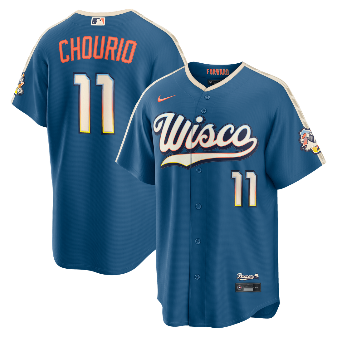 Jackson Chourio Milwaukee Brewers Nike 2026 City Connect Stadium Jersey - Mineral Blue Official MLB Team Apparel Baseball Fan Gear
