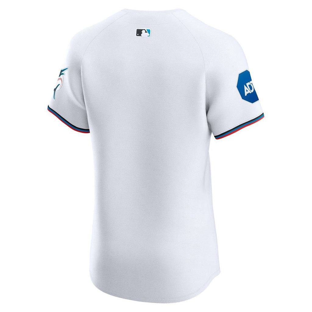 Miami Marlins Nike Home Elite Patch Jersey - White Official MLB Team Apparel Baseball Fan Gear
