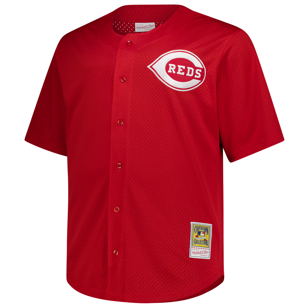 Deion Sanders Cincinnati Reds Mitchell & Ness Big & Tall Cooperstown Mesh Batting Practice Jersey - Red Official MLB Team Apparel Baseball Fan Gear