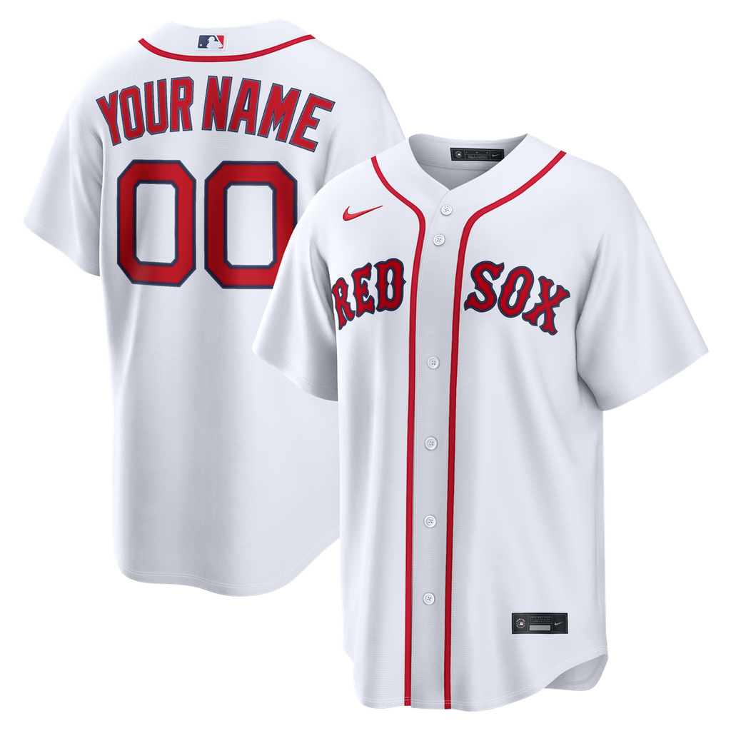 Boston Red Sox Nike Home Replica Custom Jersey - White Official MLB Team Apparel Baseball Fan Gear
