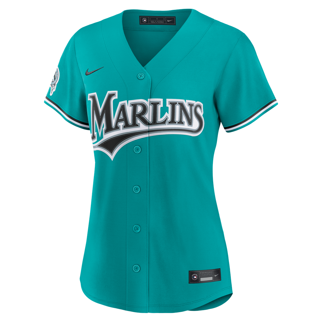 Miami Marlins Nike Women's Alternate Stadium Jersey - Teal Official MLB Team Apparel Baseball Fan Gear
