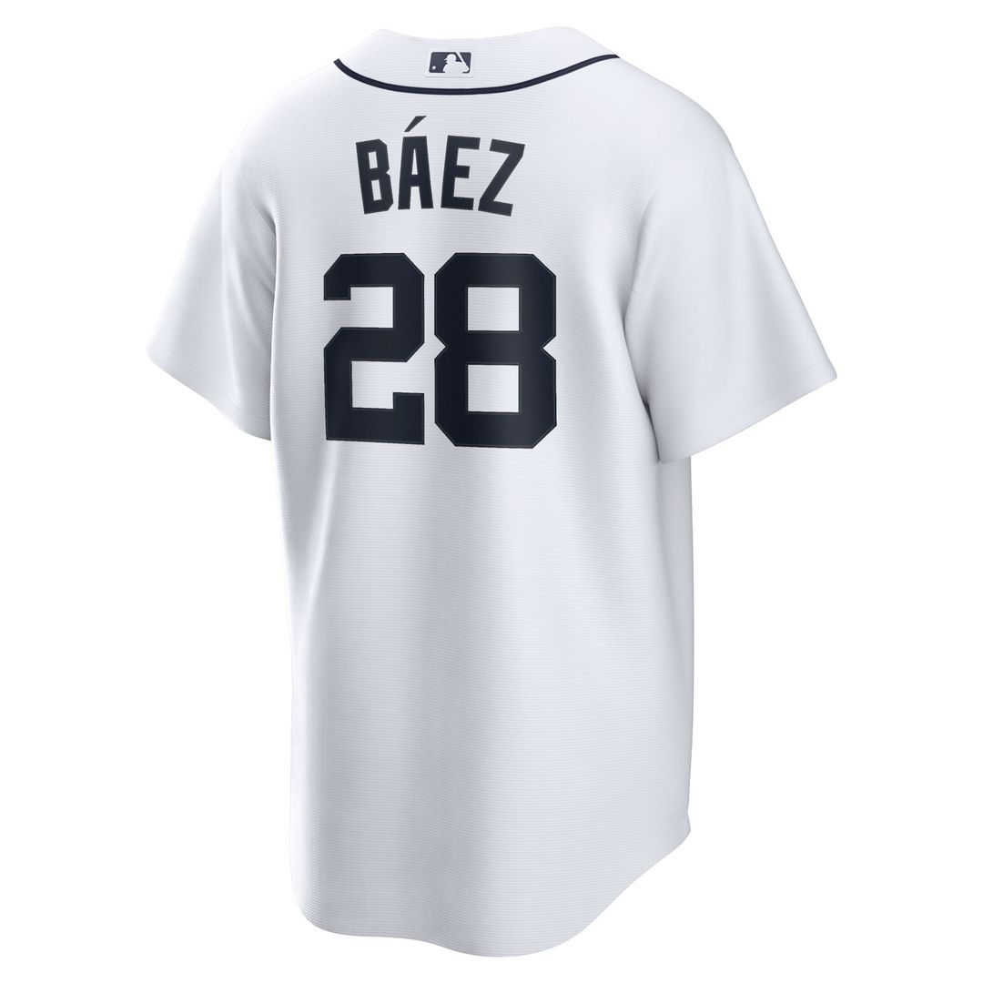 Javier Baez Detroit Tigers Nike Home Replica Player Jersey - White Official MLB Team Apparel Baseball Fan Gear
