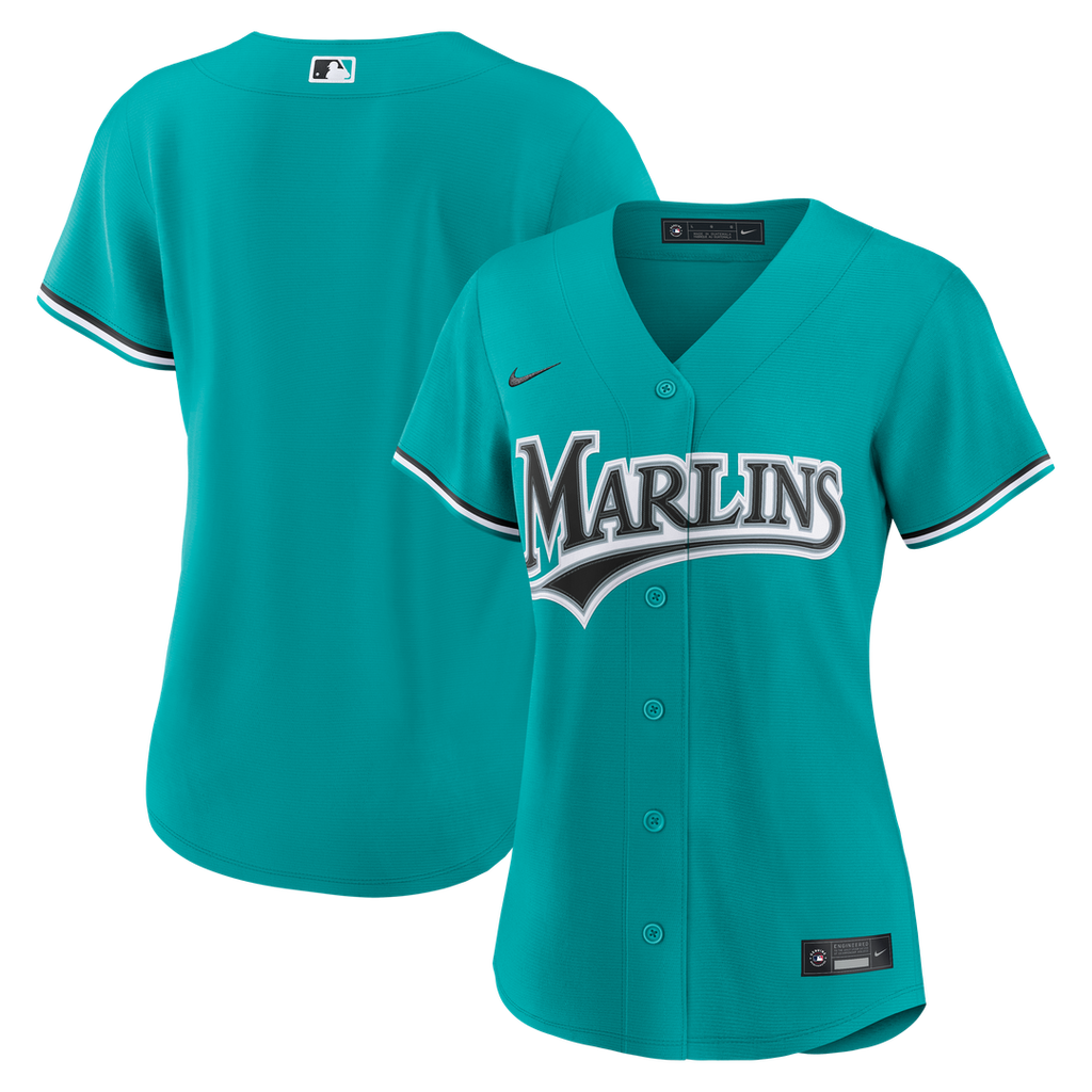 Miami Marlins Nike Women's Alternate Replica Jersey - Teal Official MLB Team Apparel Baseball Fan Gear