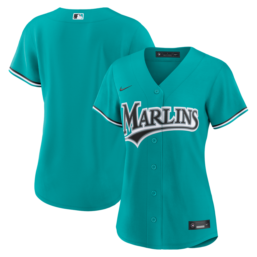 Miami Marlins Nike Women's Alternate Replica Jersey - Teal Official MLB Team Apparel Baseball Fan Gear