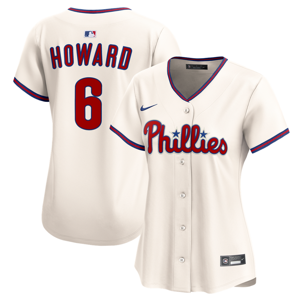 Ryan Howard Philadelphia Phillies Nike Women's Alternate 2 Limited Jersey – Cream Official MLB Team Apparel Baseball Fan Gear