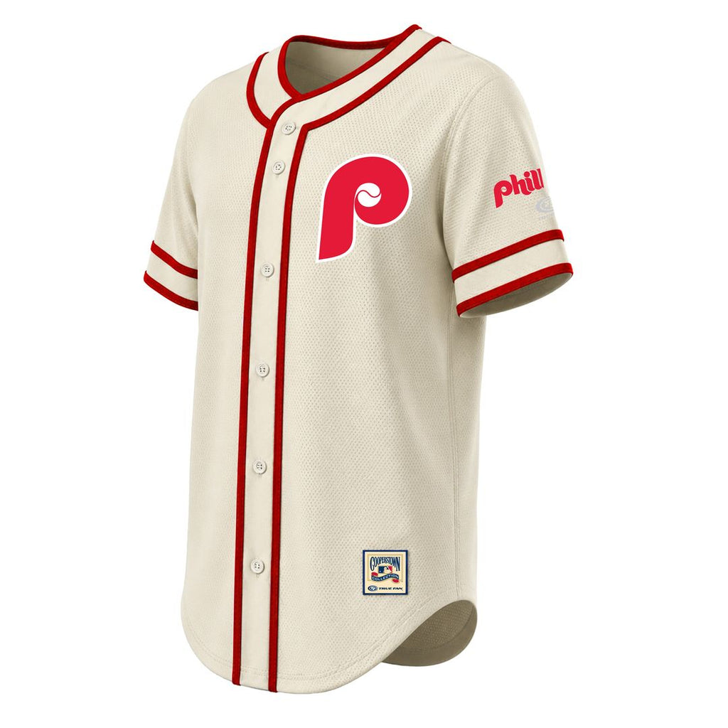 Philadelphia Phillies Stitches Throwback Fashion Jersey - Natural Official MLB Team Apparel Baseball Fan Gear