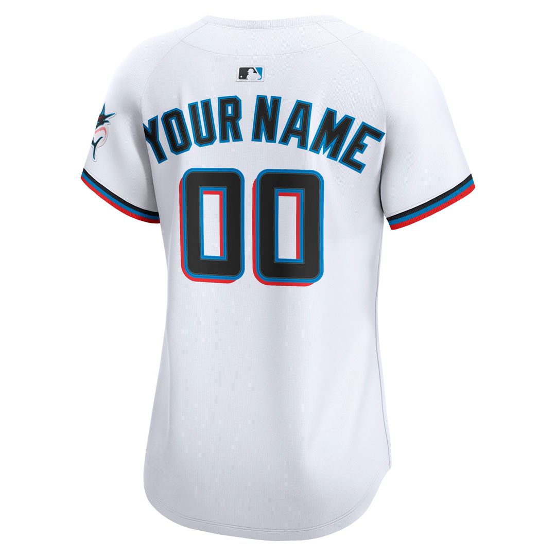Miami Marlins Nike Women's Home Limited Custom Jersey - White Official MLB Team Apparel Baseball Fan Gear