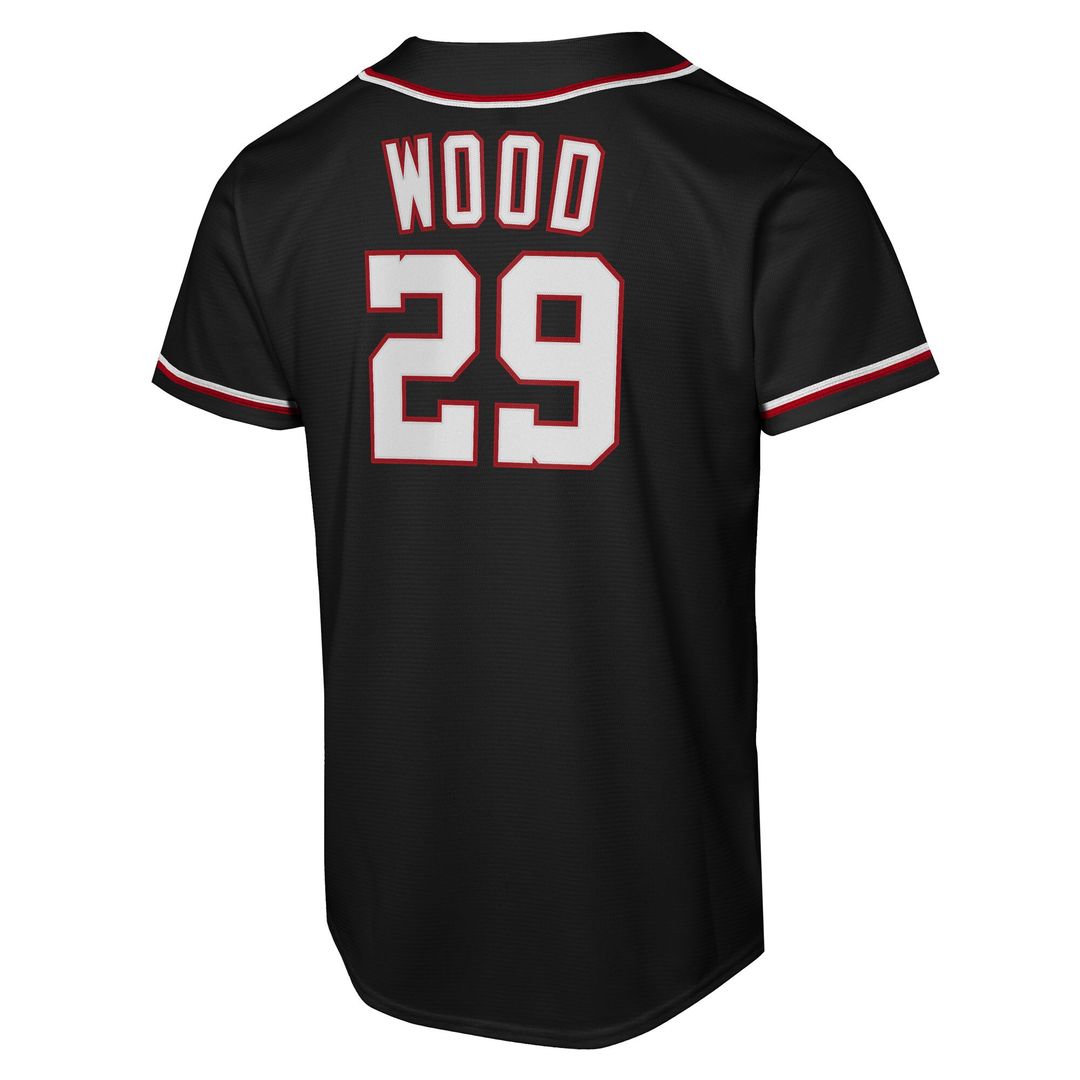 James Wood Washington Nationals Nike Youth Fashion Replica Player Jersey - Black Official MLB Team Apparel Baseball Fan Gear