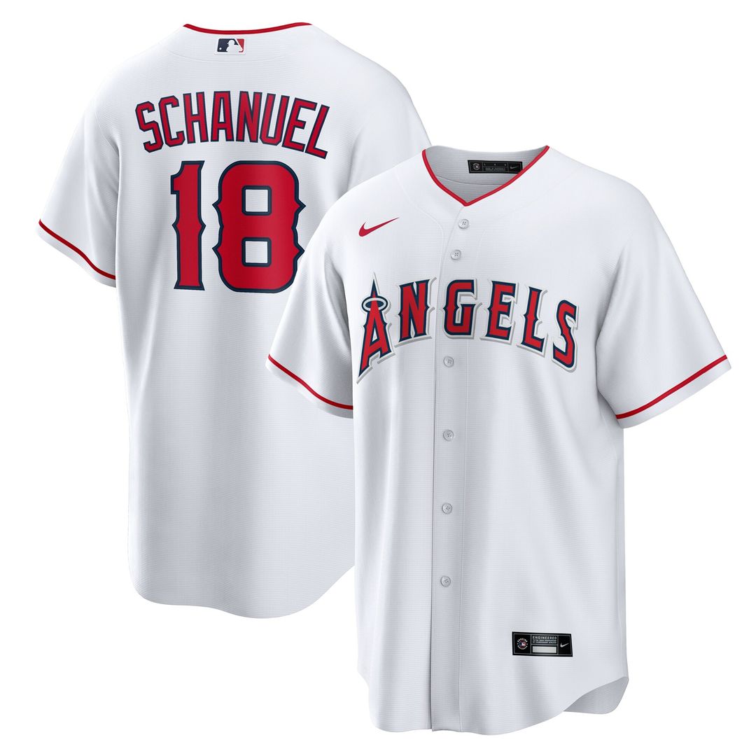 Nolan Schanuel Los Angeles Angels Nike Home Replica Jersey - White Official MLB Team Apparel Baseball Fan Gear