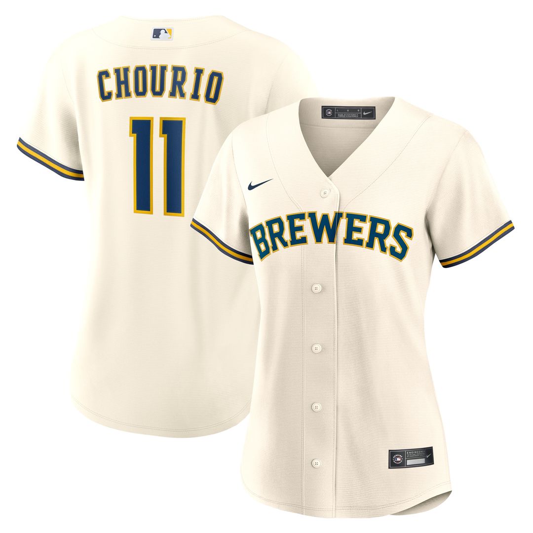 Jackson Chourio Milwaukee Brewers Nike Women's Home Replica Jersey - Cream Official MLB Team Apparel Baseball Fan Gear