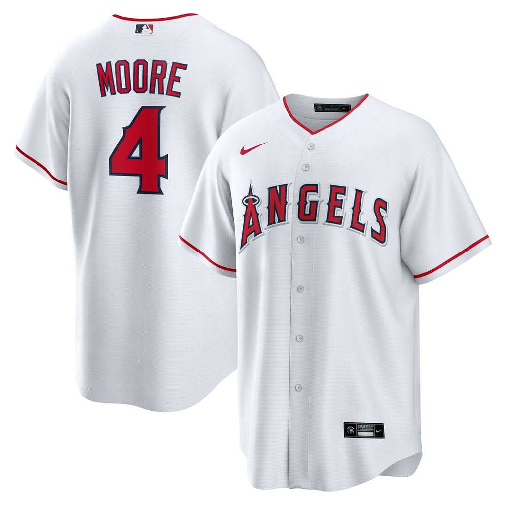 Christian Moore Los Angeles Angels Nike Home Replica Jersey - White Official MLB Team Apparel Baseball Fan Gear
