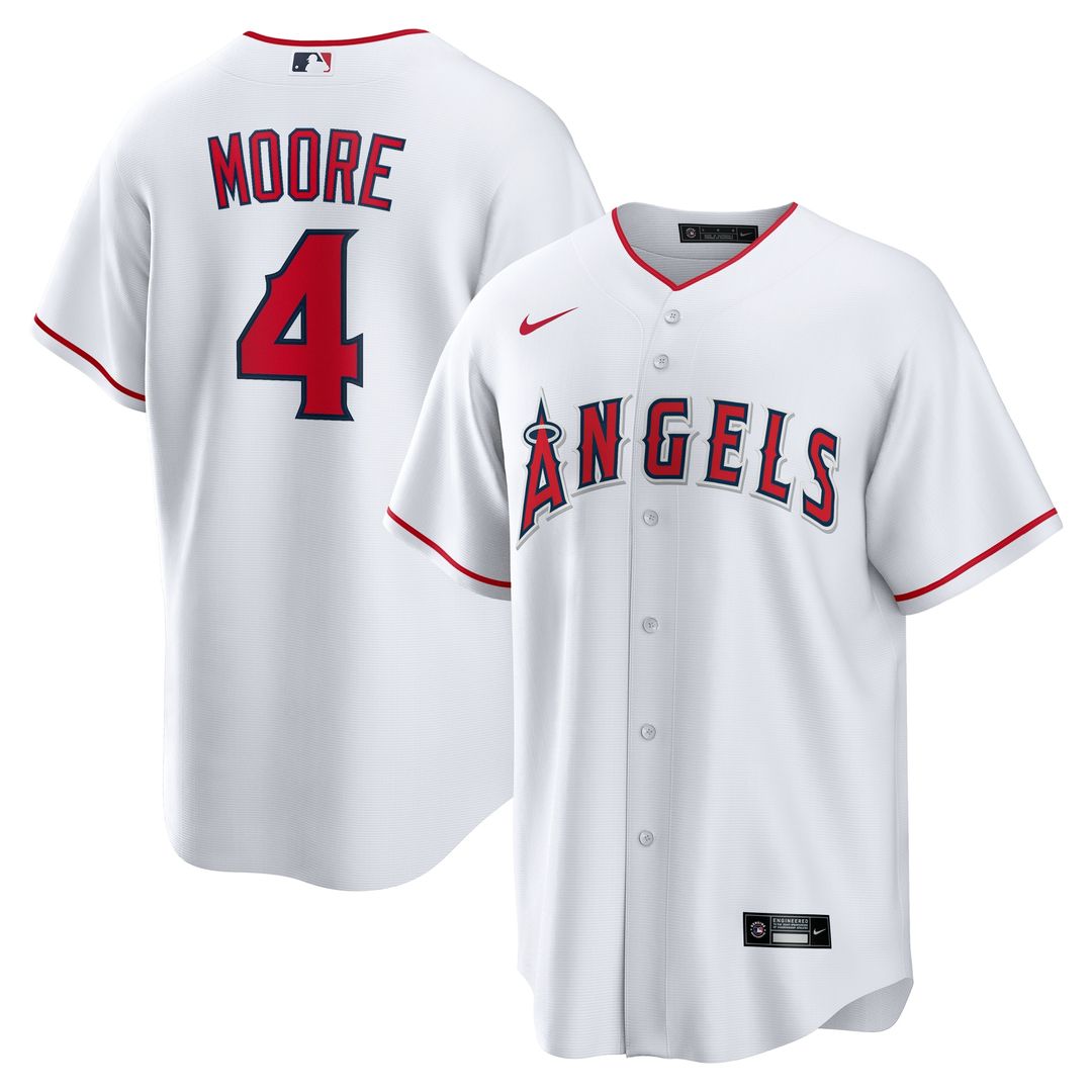 Christian Moore Los Angeles Angels Nike Home Replica Jersey - White Official MLB Team Apparel Baseball Fan Gear