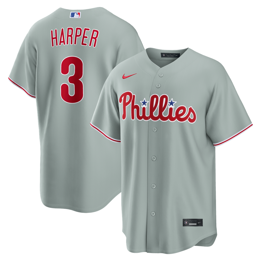 Bryce Harper Philadelphia Phillies Nike Road Replica Jersey - Gray Official MLB Team Apparel Baseball Fan Gear