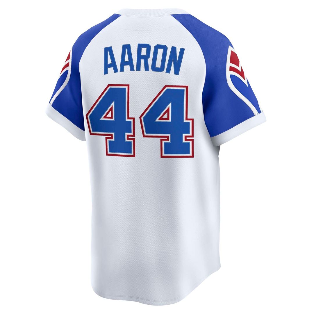 Hank Aaron Atlanta Braves Nike Throwback Cooperstown Collection Limited Jersey - White Official MLB Team Apparel Baseball Fan Gear
