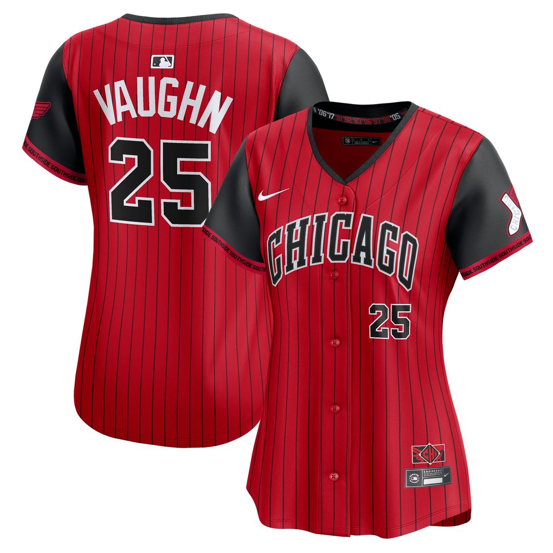 Andrew Vaughn Chicago White Sox Nike Women's 2025 City Connect Limited Player Jersey - Red/Black Official MLB Team Apparel Baseball Fan Gear