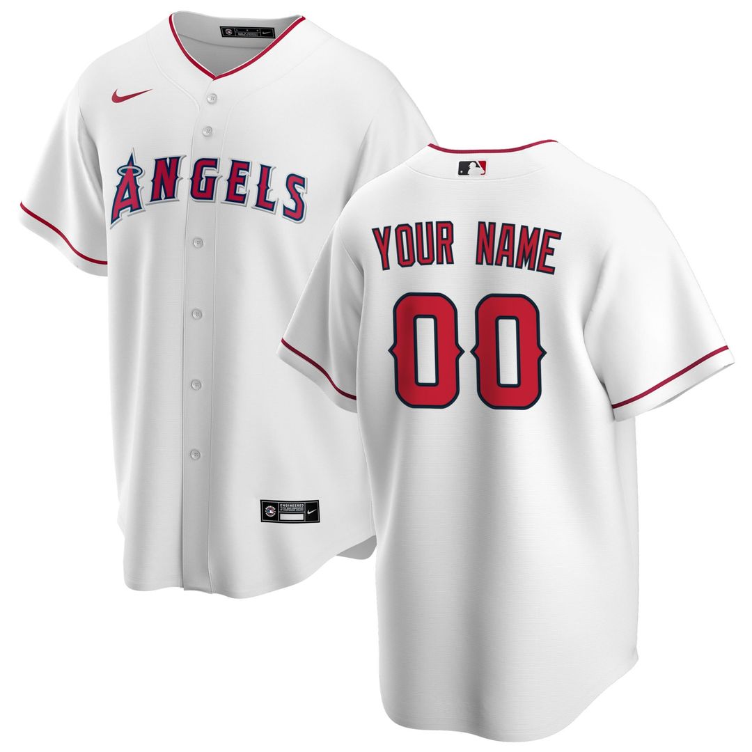 Los Angeles Angels Nike Home Replica Custom Jersey - White Official MLB Team Apparel Baseball Fan Gear