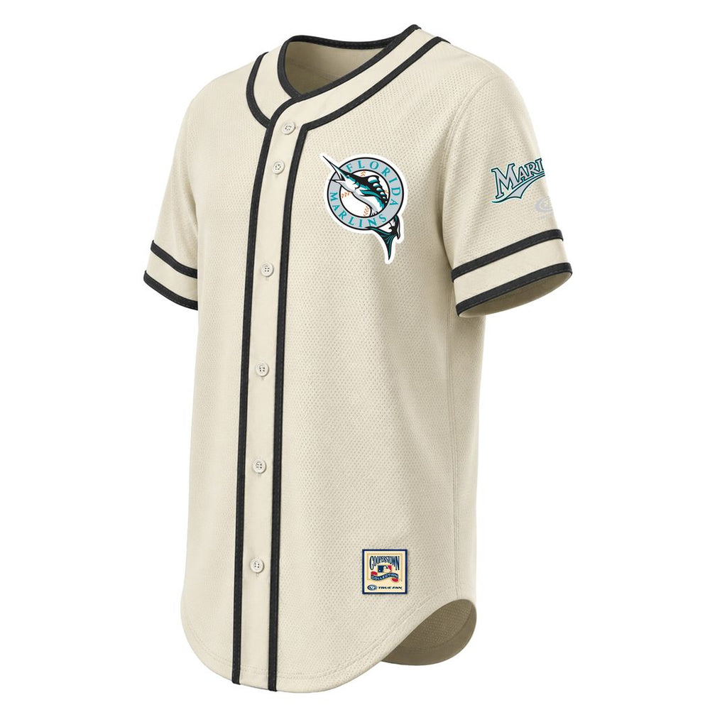 Miami Marlins Stitches Throwback Fashion Jersey - Natural Official MLB Team Apparel Baseball Fan Gear