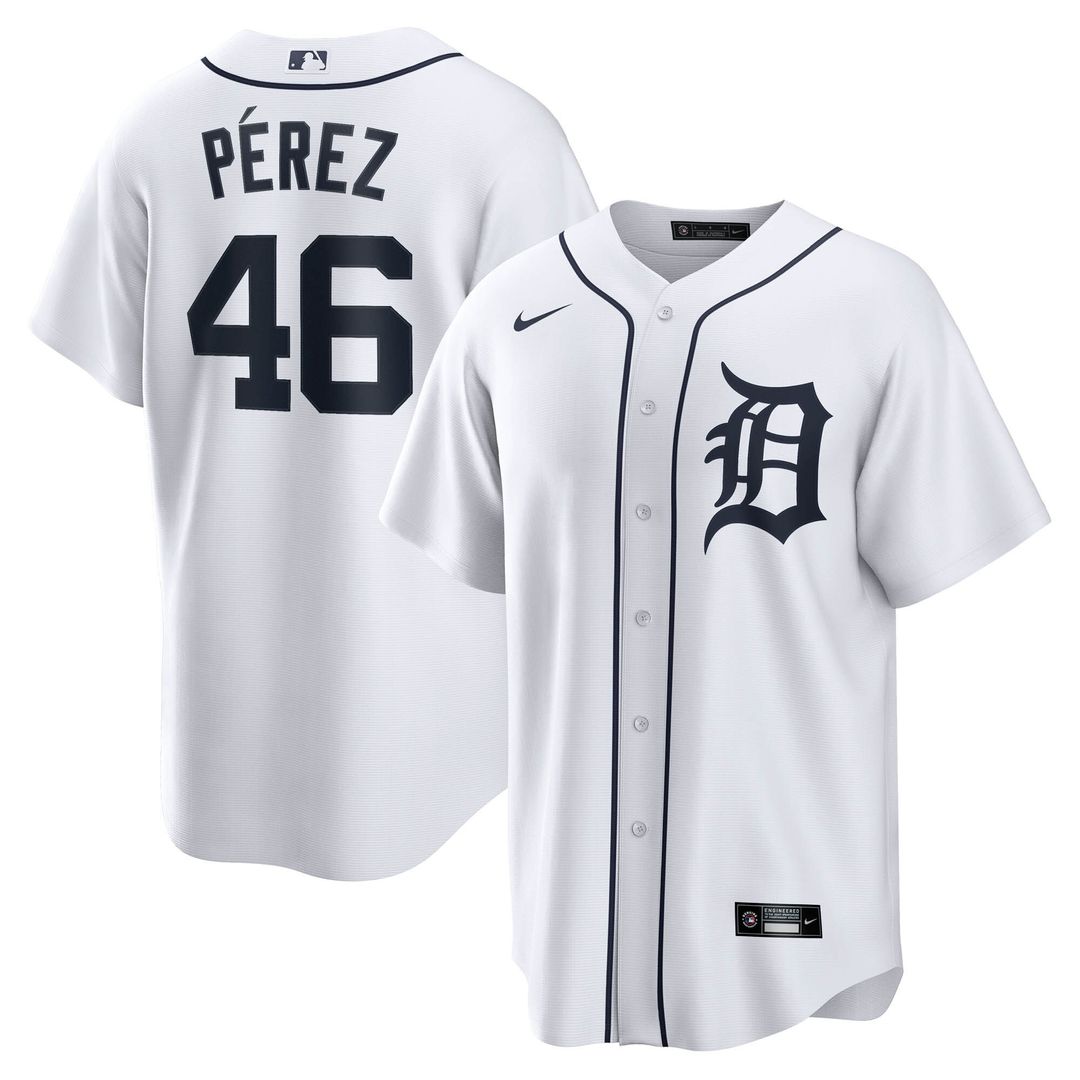 Wenceel Pérez Detroit Tigers Nike Home Replica Jersey - White Official MLB Team Apparel Baseball Fan Gear