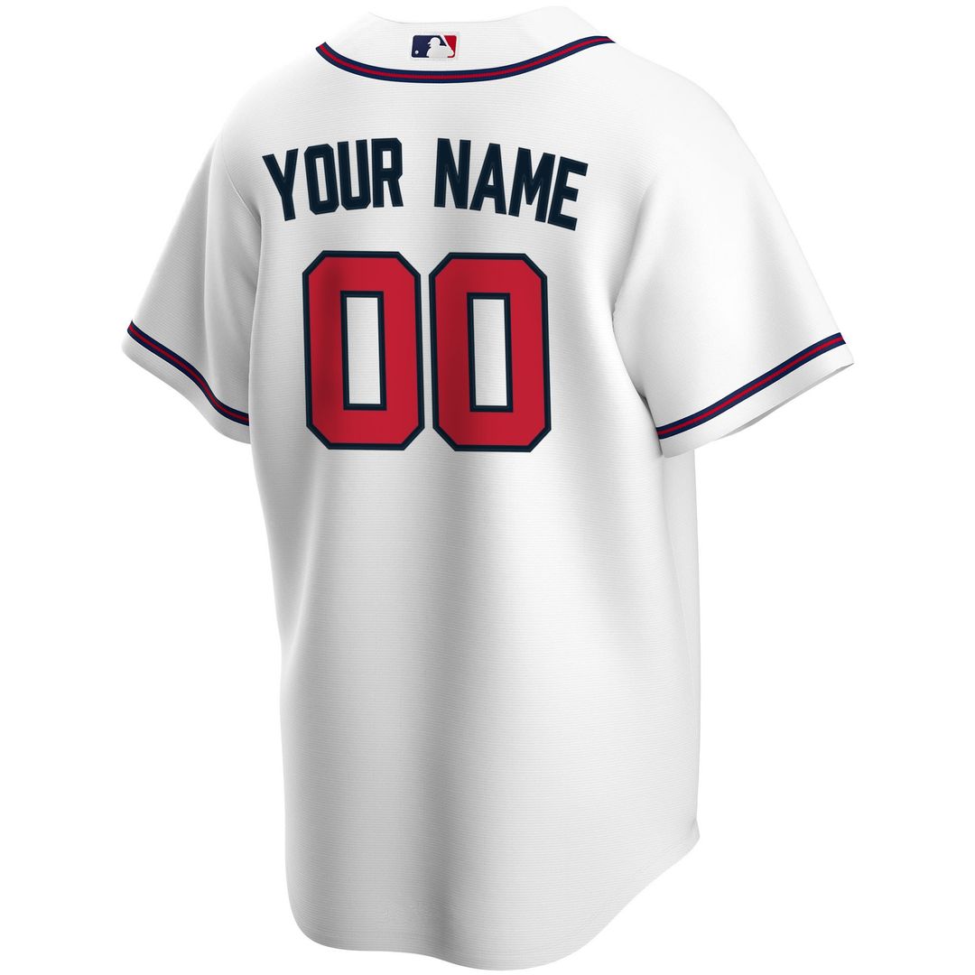 Atlanta Braves Nike Home Replica Custom Jersey - White Official MLB Team Apparel Baseball Fan Gear