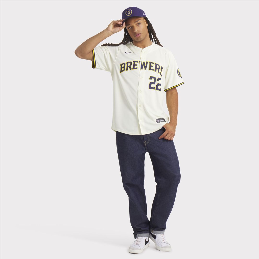 Christian Yelich Milwaukee Brewers Nike Home Limited Player Jersey - Cream Official MLB Team Apparel Baseball Fan Gear