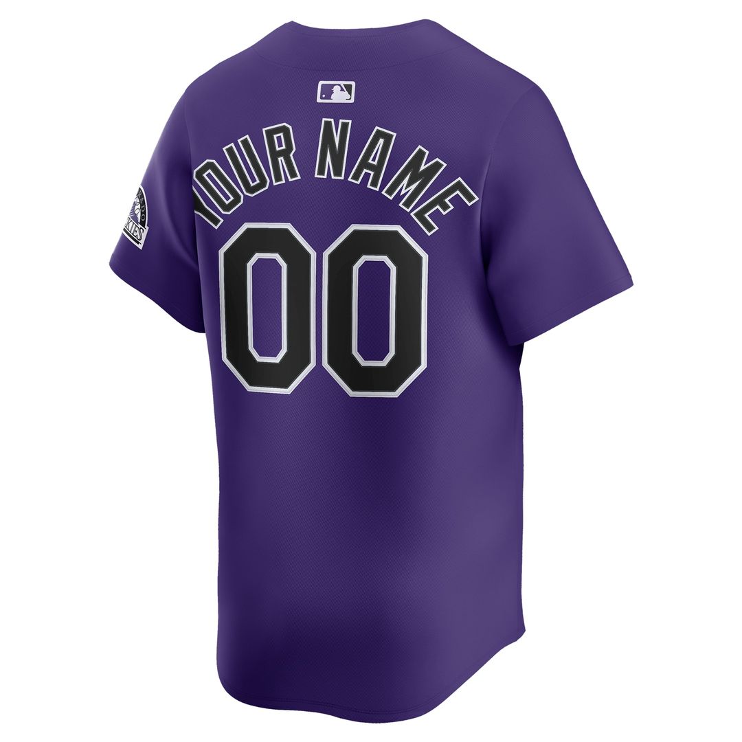 Colorado Rockies Nike Alternate Limited Custom Jersey - Purple Official MLB Team Apparel Baseball Fan Gear