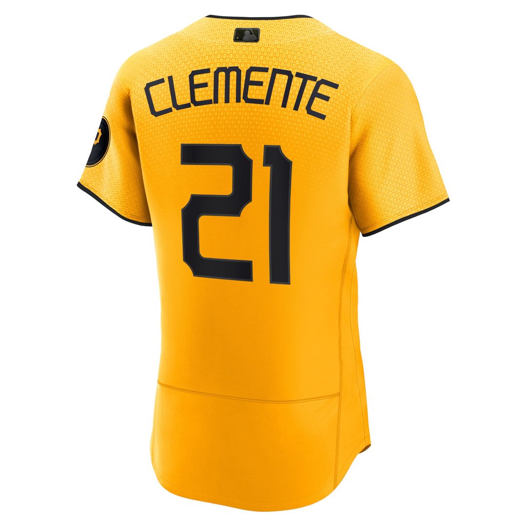 Roberto Clemente Pittsburgh Pirates Nike City Connect Authentic Player Jersey - Gold Official MLB Team Apparel Baseball Fan Gear